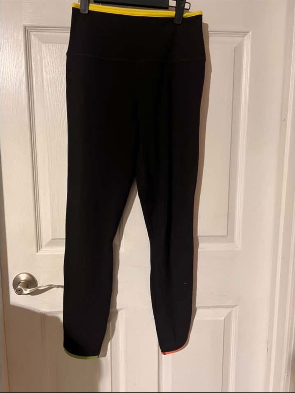 Spiritual Gangster Black Leggings with Yellow Waist Trim
